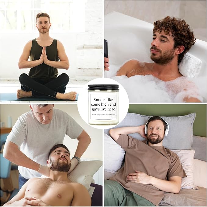 Gay Gifts for Him, Pride Gift for LGBTQ Boyfriend Husband Friend Brother, Funny Birthday Valentines Day Present Ideas - Lavender Scented Candle