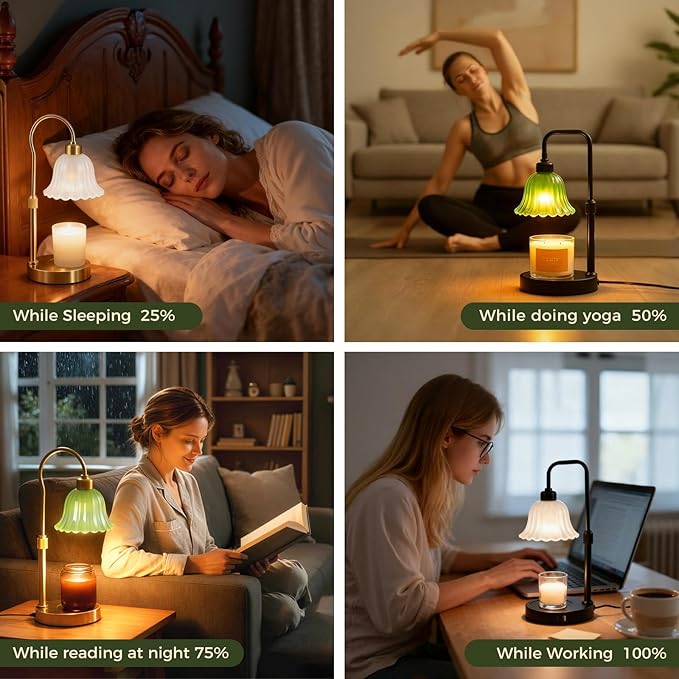 DomeStar Green Candle Warmer Lamp, Flower Wax Melt Lamp with Timer Cottage Core Decor Mother Day Gift for Woman