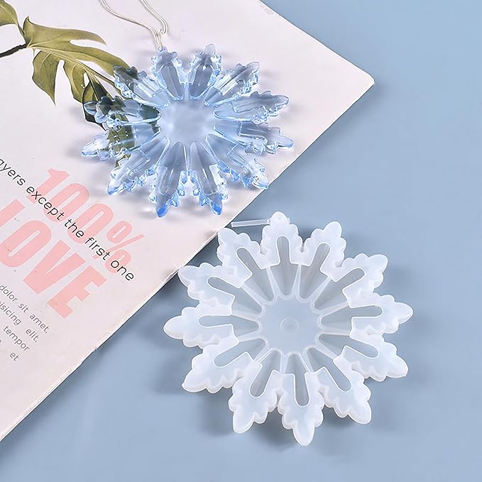5 Pack Snowflake Molds Snowflake Resin Mold - Resin Casting Silicone Molds for Home Decor & Candle Making Wave Spiral Mold