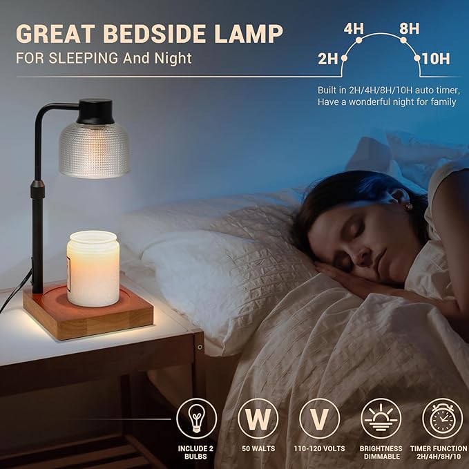 KLL Candle Warmer Lamp with Timer and Dimmer: Mothers Day Gifts, Gifts for Mom, Birthday Gift for Women - House Warming Gift New Home Decor - Brown
