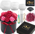 Rose Candle Making Kit with Candle Wicks Flower Silicone Mold for Candle Making Molds Set of Large + Medium + Small 3D Rose Molds DIY Handmade Soap Mould for Home Decor Valentine's Day Gift