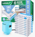 WANALIT Vacuum Storage Bags with Electric Pump, 10 Pack Jumbo Size（40"x28"） Reusable Compression Space Saving Bag for Clothes, Bedding, Mattress, Blankets, Pillows, Comforters, Travel, White