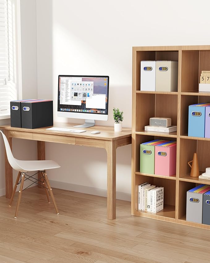 Oterri Cardboard File Organizer Box for Hanging File Folders Letter Size,File Box for Computer Desk,File Cabinet,Working Home,Office,Classroom (Colorblock, Letter Size - 4 Packs)