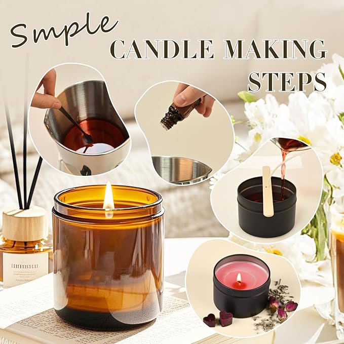 SHOWIN Candle Making Kit, DIY Candle Making Supplies for Adults, Starter Soy Wax Candle Kit with Wax Melter, Jars & Tins, Scented Home Decoration