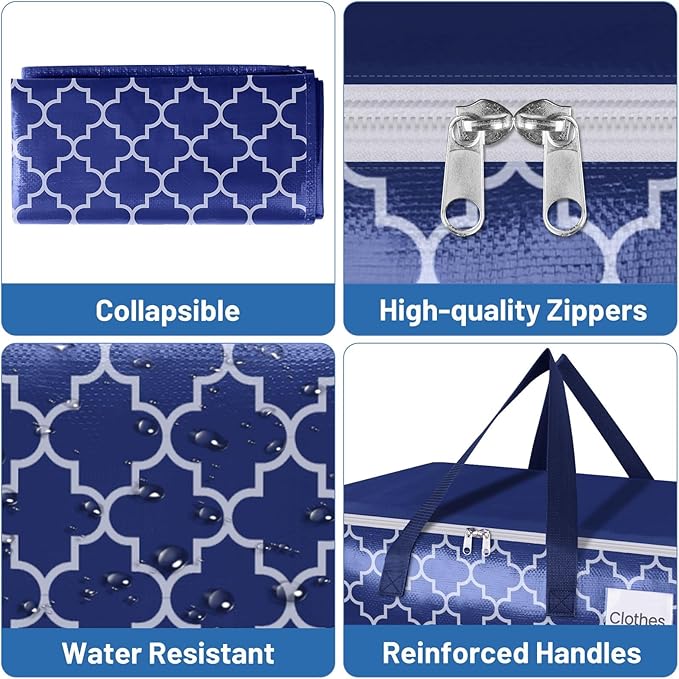 Fabspace Moving Bags, Extra Large Moving Supplies, Heavy Duty Storage Bags, Packing Bags with Reinforced Zippers & Handles, Collapsible Packing Boxes, Storage Totes for Moving, Packing, 100L, 6 Packs