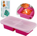 SHIKORI Silicone Freezer Tray With Lid, Silicone Freezer Food Molds, Large Ice Cube Tray, Silicone Freezer Container,Freeze & Store Soup, Sauce, Broth,Leftovers (Red-2 Cups)