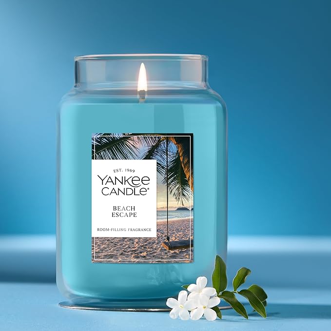 Yankee Candle Beach Escape Scented Candle, 22oz Large Jar with up to 150 Hour Burn Time, Giftable