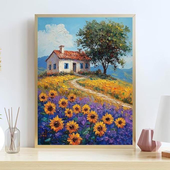 Diamond Painting Kits for Adults Sunflower Diamond Painting Kits Landscape 5D Full Square Drill Crystal Crafts for Adults DIY Art Kit for Beginner, Home Wall Art, Gifts for Women 12x16in 9-072230