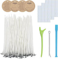 CandMak Candle Wick Kit - 60 Cotton Wicks with Candle Making Tools (Thick, 8 inches)
