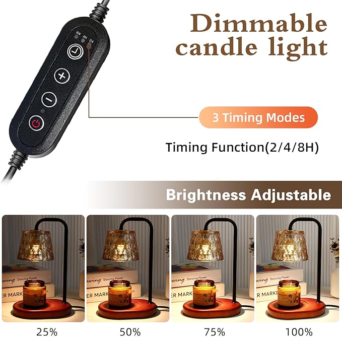 Dimmable Candle Warmer Lamp with Timer Electric Candle Warmer for House Warming Decor Candle Lamp Warmer for Jar Candles Wax Melt Warmer Presents for Women Mom Birthday Festival (black)