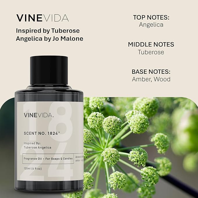 VINEVIDA [32oz] Tuberose Angelica Fragrance Oil for Candle Making - Natural Candle Oil Scents - Soap Making Essential Oil - Made in USA