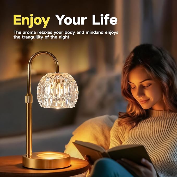Gold Candle Warmer Lamp with Timer Dimmable, Birthday Gifts for Women Mom, House Warming Gifts New Home Decor, Wax Melt Warmer for Jar Candles