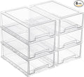 6 Pack Stackable Storage Drawers, Plastic Clear Organizer Bins with Handles for Undersink, Kitchen Cabinet, Fridge, Closet, Pantry, Office, Bathroom