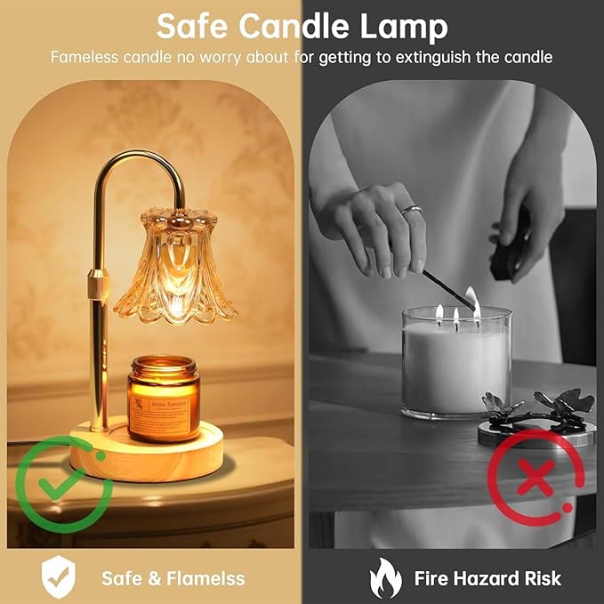 Candle Warmer Lamp with Dimmer - Electric Candle Lamp with Timer for Jar Candles Scented Candles, Plug-in Wax Warmer Lamp for Home & Office with 2 Bulb (White Peony)