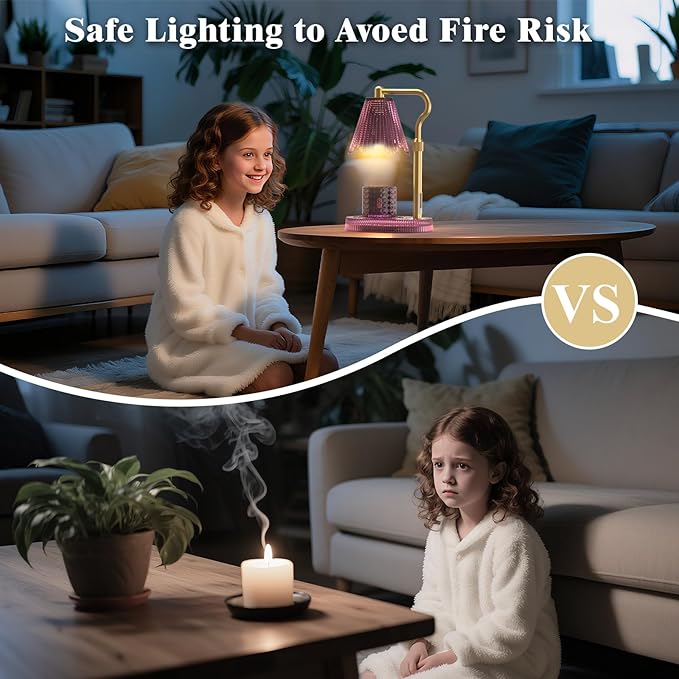 Candle Warmer Lamp with Timer & Dimmable 4-Level Brightness - Adjustable Height,for New Home Bedroom, Gifts for Women (Pink)