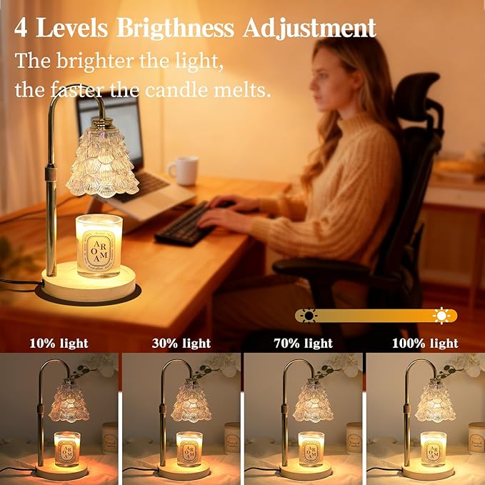 GEEZO Fragrance Candle Warmer Lamp，Electric Candle Warmer with Timer & Dimmer，Mom Christmas Birthday Gifts for Women, House Warming Gifts New Home Bedroom Decor