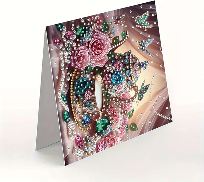DoxQcs 5D Diamond Art Painting Greeting Cards Kit, DIY Cards for Blessings Congratulations Gifts, Greeting Card Set for Birthday Thanksgiving Day Christmas Halloween-Coffee