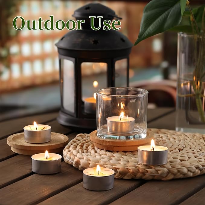 16 Pcs 6H Citronella Tealight Candles Indoor Outdoor, Decorative Scented Tealight Candles with 100% Palm Wax Base & Dried Lemongrass, Smokelss for Patio, Home, Outside Use