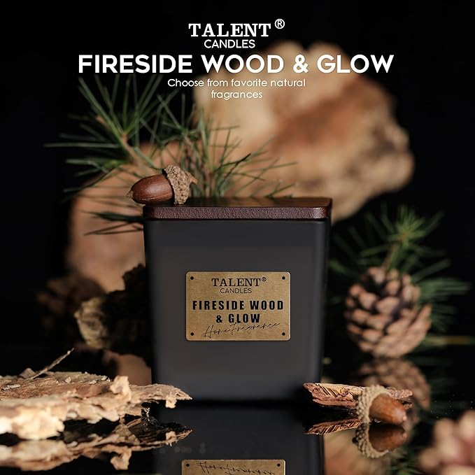 Scented Soy Candles, Deluxe Noble Aromatherapy Candles, Fireside Wood & Glow, Candles for Home Scented, 7.05oz