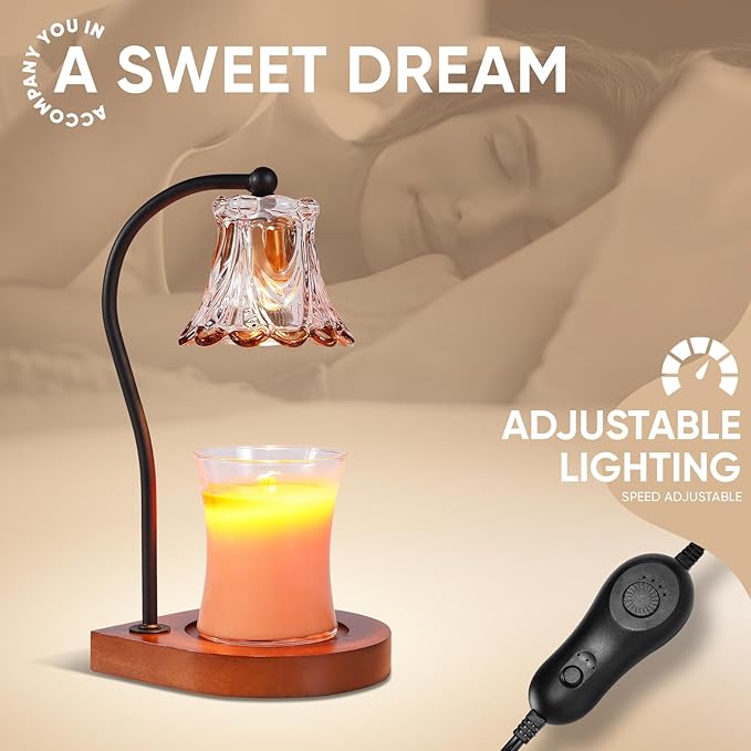 Candle Warmer Lamp with Timer,Dimmable Electric Fragrance Wax Warmer,Elegant Home Decor Melt Warming Heater As Best Gift for Jar Candle Lovers,Friends Use in Bedroom(Brown-C)