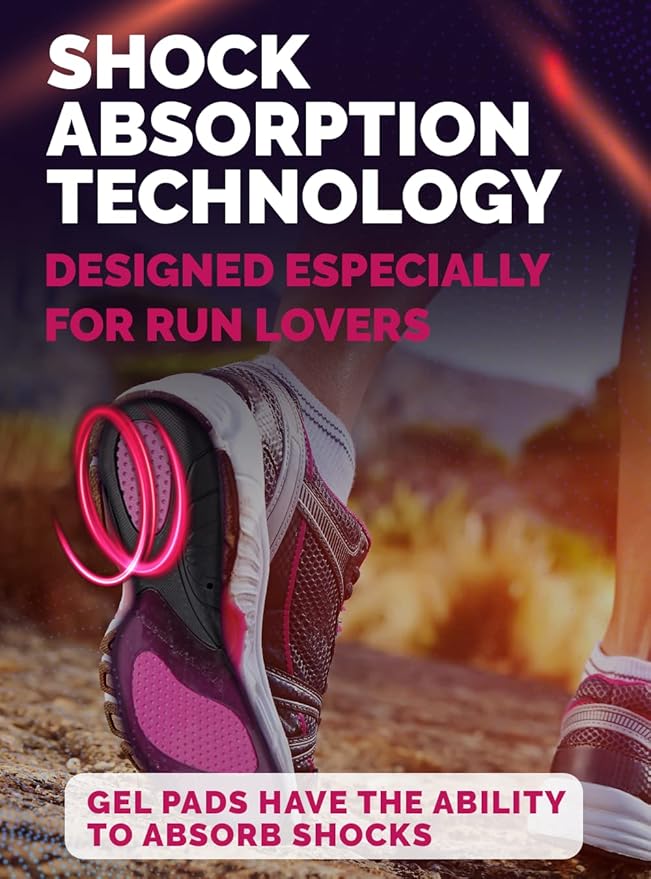 CRUVHEAL Running Insoles Men Women - Athletic Shock Absorbing Gel Insoles - Runner’s Knee - Reduce Muscle Soreness - Plantar Fasciitis - for Sport Shoes (XL)