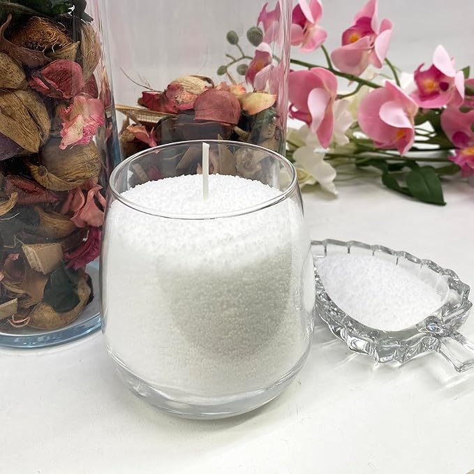 VITARIE Refillable Pearled Candle 18Oz, Unscented Candle Sand with 30pcs Natural Cotton Wicks, 1.1 Lb Long Burning Pearl Candles Sand, Candle Making Kit (Pearl White)