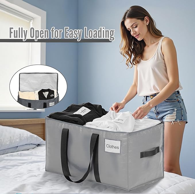 BAGAIL Heavy Duty Moving Bags with Strong Handle, Extra Large Moving Boxes, Storage Tote for Clothes, College Moving Supplies(Grey, 16 Pack)
