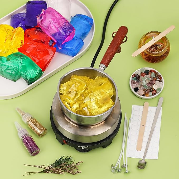 Blingfun Jelly Candle Making Kit,9pcs Gel Wax -7 Colors Candle Making kit，Includes Wax Wicks Wick Stickers，Wooden Wick Holders and More，DIY Starter Candle Making Kit 2.8LB/45oz