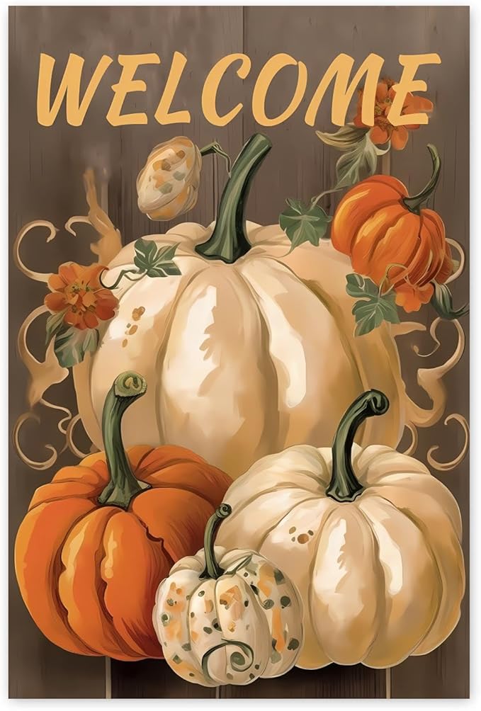 GUAIEUW DIY Diamond Painting Kit - Autumn Pumpkin Diamond Painting, 5D Full Round Diamond Diamond Art Painting for Adults with Accessories, Home Wall Decor Premium Gift 20x24 Inch