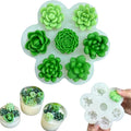 7 Pcs Succulent Fondant Molds 3D Silicone Cactus Succulents Leaves Moulds Succulent Plants Resin Molds Grow Plant Cupcake Cookie Baking Decorating Moulds for Summer Birthday Party DIY Candy, White