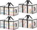 Large Moving Bags 4 Pack Heavy Duty Storage Bags with Reinforced Zipper and Wide Handles, Fold Flat Storage Totes with Tag Pocket, Idea for Space Saving, Alternative to Moving Box (88L, Clear)
