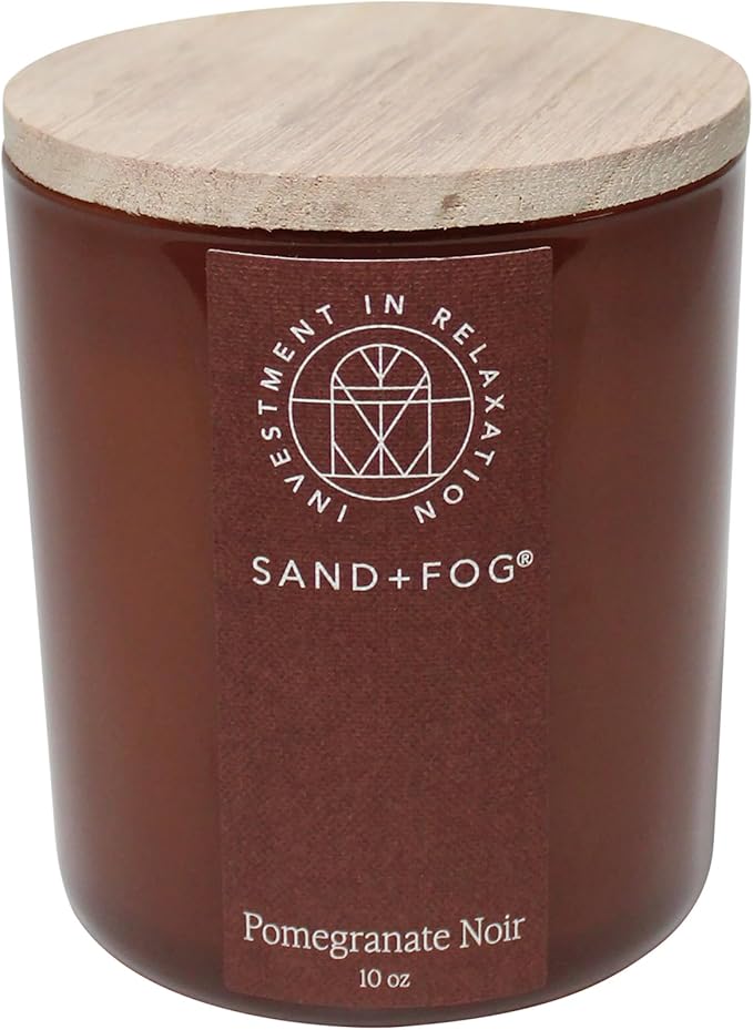 Sand + Fog Scented Candle - Pomegranite Noir – Additional Scents and Sizes – 100% Cotton Lead-Free Wick - Luxury Air Freshening Jar Candles - Perfect Home Decor – 10oz