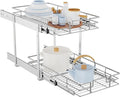 LOVMOR Individual Pull Out Cabinet Organizer, 2 Tier Slide Out Cabinet Drawers, Pots and Pans Organizer and Storage Pantry Shelf for Kitchen (12½" W x 21½" D)