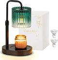 Candeldo Candle Warmer Lamp with Timer: Emerald Green Candle Warming Lamp with 2 Bulbs Height Adjustable Wax Melt Dimmable Bedroom Decor for Women
