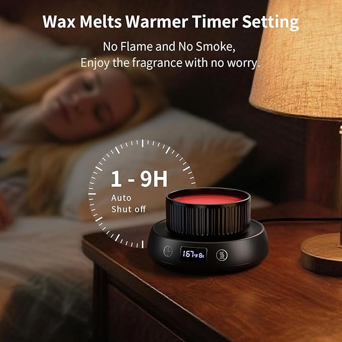 Wax Melt Warmer 3-in-1 Candle Warmer with Timer, Electric Scented Wax Melter Fragrance Wax Cube Burner for Home Bedroom Office, 8H Auto Shut Off 3 Temperature Setting (Black)