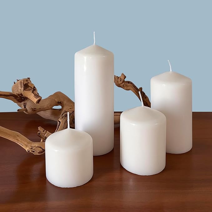 Stonebriar Unscented White Tall Pillar Candles, 80 Hour Burning Candle Pillars, Perfect for Decor, Weddings, Emergencies 3" X 8", 6 count