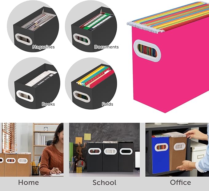 Hanging File Organizer, Cardboard File Folder Organizer for Letter Size, Desk Documents Storage Box, Portable File Folder Holder Boxes for Office, Home, School, Only Box.(2 Packs)