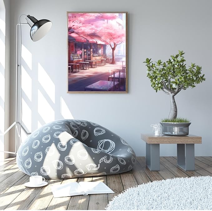 GUAIEUW DIY 5D Round Diamond Spring Cherry Blossom Diamond Painting Kits - Full Diamond Crystal Art Kit for Adults, Suitable for Modern Taste Home Decor Gifts 18x24 Inch