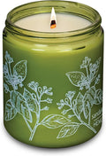 Hemlock Park Green Glass Wood Wick Candle Handcrafted with Natural Coconut Wax (Standard 8 oz, Sandalwood)