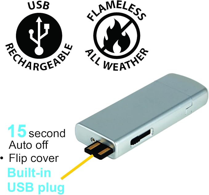 Pilot Electronics CA-8801SZ Flameless Rechargeable Elighter, Silver (Pack of 2)