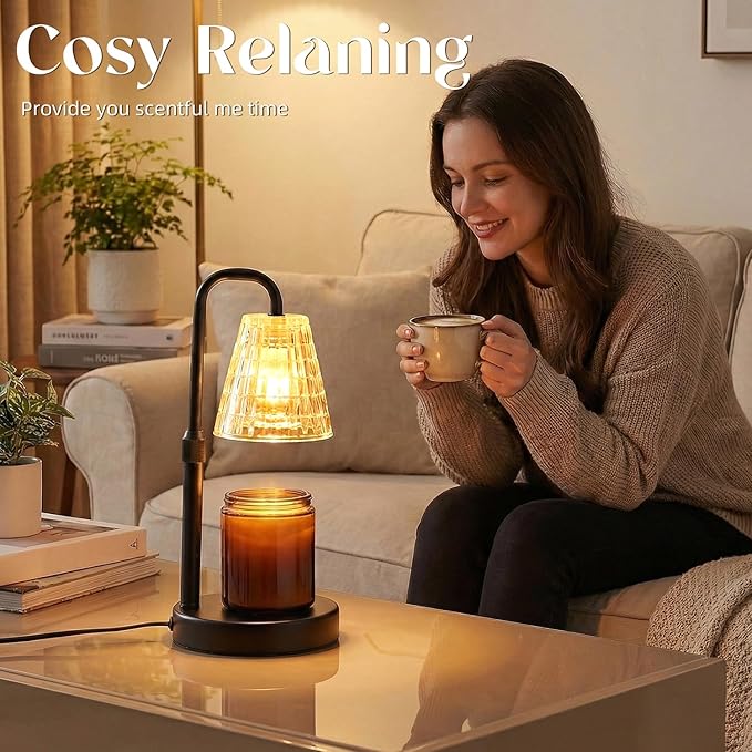 Glimra Candle Warmer Lamp with Timer,Dimmable Candle Warmwr for Jar Candles,Adjustable Cabdle Warmer Birthday Gifts,for Mom Women Friend Sister,Office Apartment Dorm Room Home Decor Black