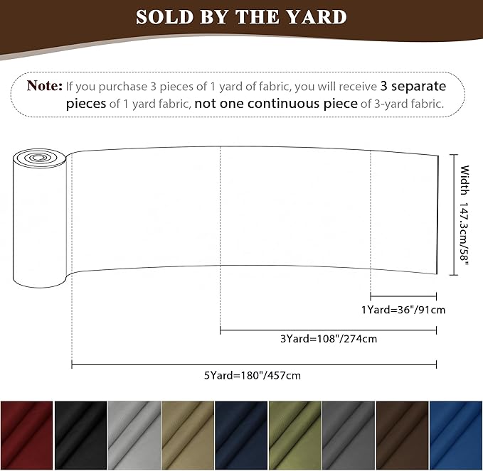 Foreate Waterproof Canvas Fabric by The Yard 600D Fade & UV Resistant Indoor Outdoor Oxford Fabric 58” W Upholstery Polyester Material for Patio Chairs Tent Camping DIY, 3 Yard Brown