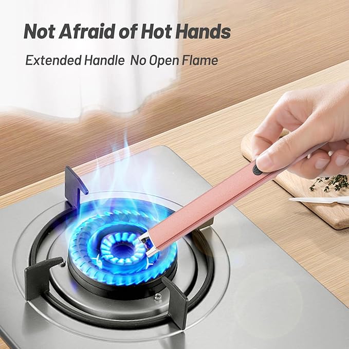 VEHHE Rechargeable Lighter, Windproof Flameless Extended Electric Candle Lighter with Anti-False-Touch Lock for Birthday BBQ Camping-Rose Gold