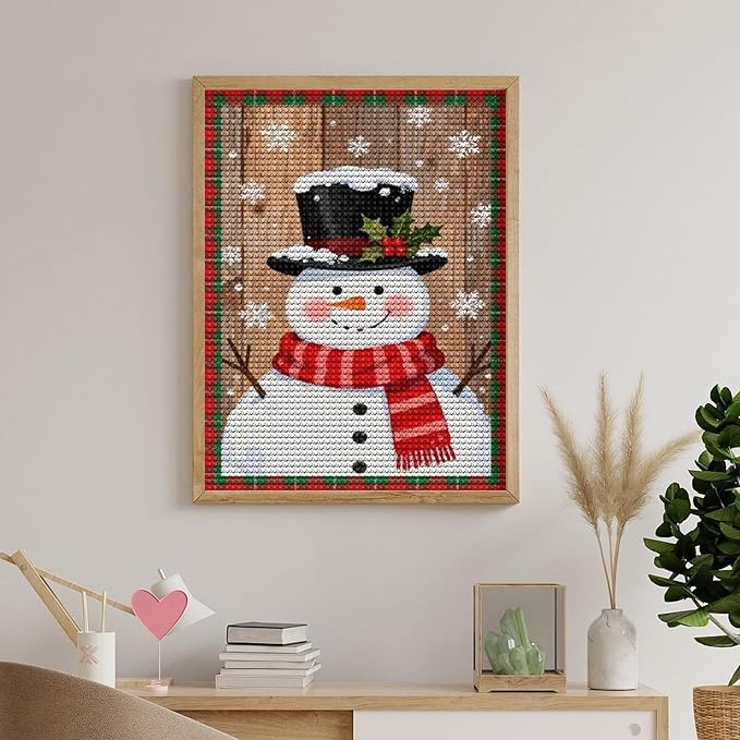 AIVKIEJK Diamond Painting Kits for Adults - Festive Snowman Red Scarf Painting DIY 5D Full Drill Diamond Dots Paintings with Diamonds Gem Art and Crafts Home Decor 12"x16"