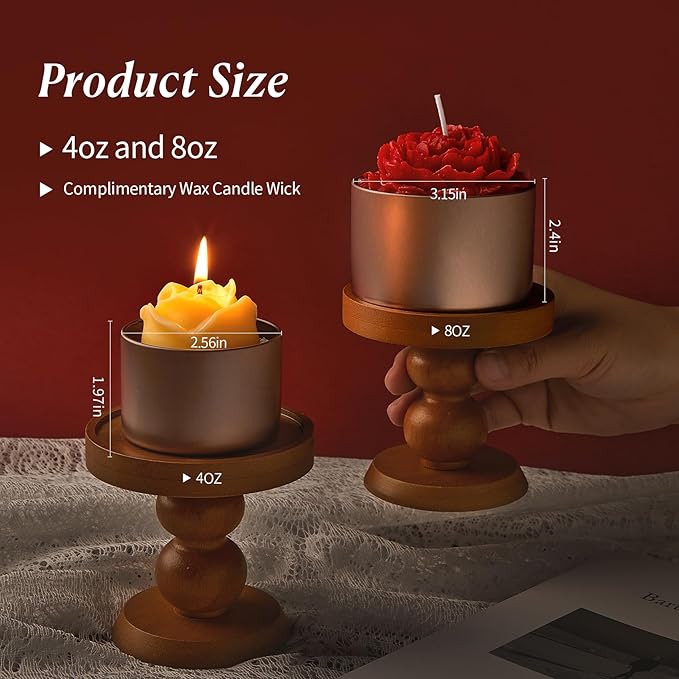 MGLIFEUL Candle Tins Jars Container Vessels for Making 4 8 Oz Rose Glod Empty Candle Tins Can Gift Box Packaging With Lid Wax Container Bulk Making Diy Candle Supplies Accessories(Rose Glod,8oz,24pcs)