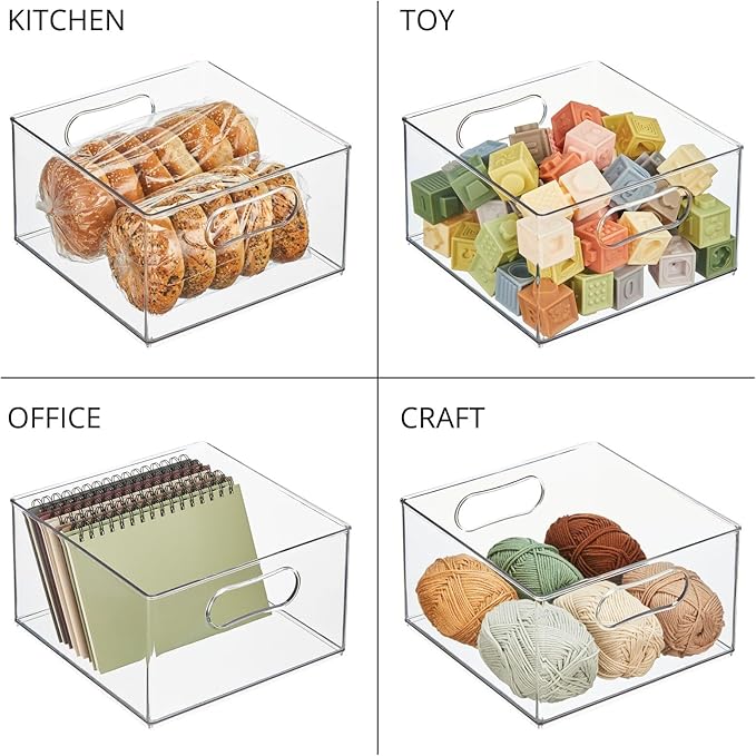 mDesign Deep Plastic Stackable Storage Organizer Container Bin, Hallway, Bedroom, Linen, Coat, and Entryway Closet Organization - Holds Clothing, Blankets, Accessories - Ligne Collection - Clear