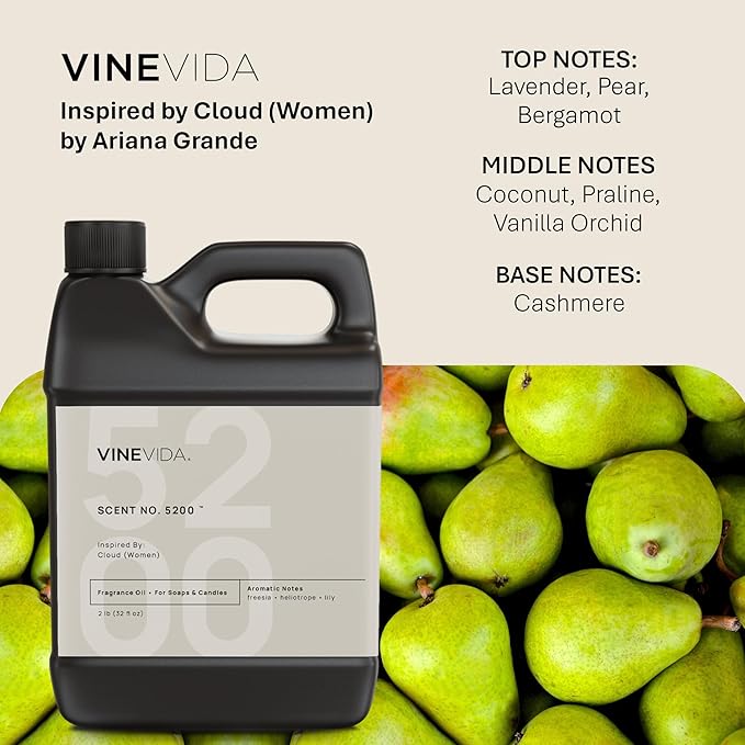 VINEVIDA [32oz] Cloud (Women) Fragrance Oil for Candle Making - Natural Candle Oil Scents - Soap Making Essential Oil - Made in USA