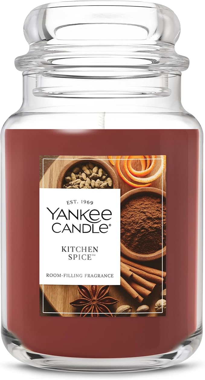 Yankee Candle Kitchen Spice, Scented Candle, 22oz Large Jar with up to 150 Hour Burn Time, Giftable