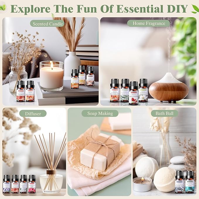 84 Pcs Essential Oil Set for Diffuser 10ml Each Fragrance Oil for Candle Making, Soap Making, Aromatherapy, Humidifiers (Classic)
