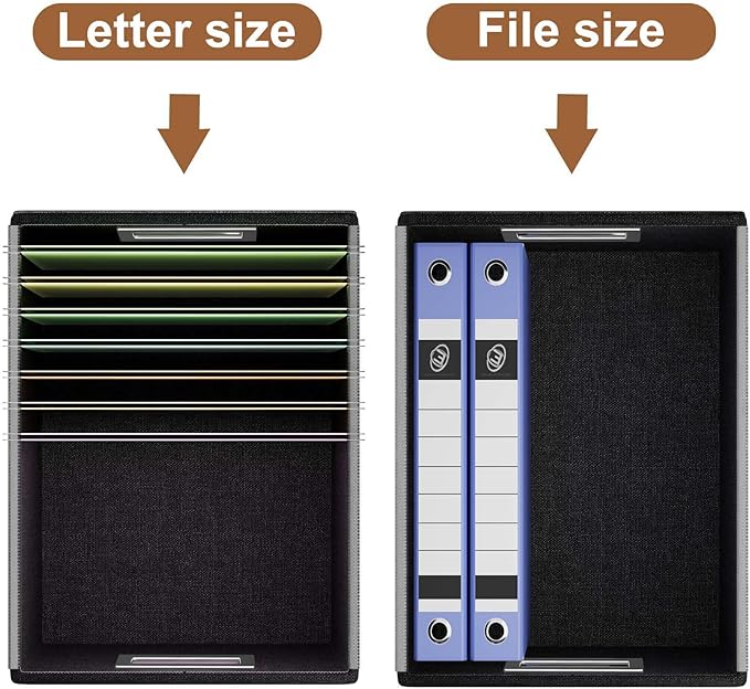 Huolewa File Organizer Boxes with Lids, Collapsible Faux Leather Hanging File Folder Box Organizer with Plastic Slide, Decorative Home/Office Filing System Boxes for File and Folders Storage